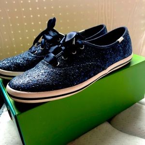 Kate Spade x Keds Navy Glitter sneakers sz 8